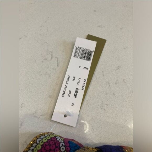 Nicole Miller Silk Sheer Metallic Aztec Cleopatra Multicolor Goddess Maxi Size 6 - Picture 10 of 14